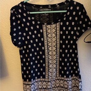 Lucky Brand Black and White Patterned Tee